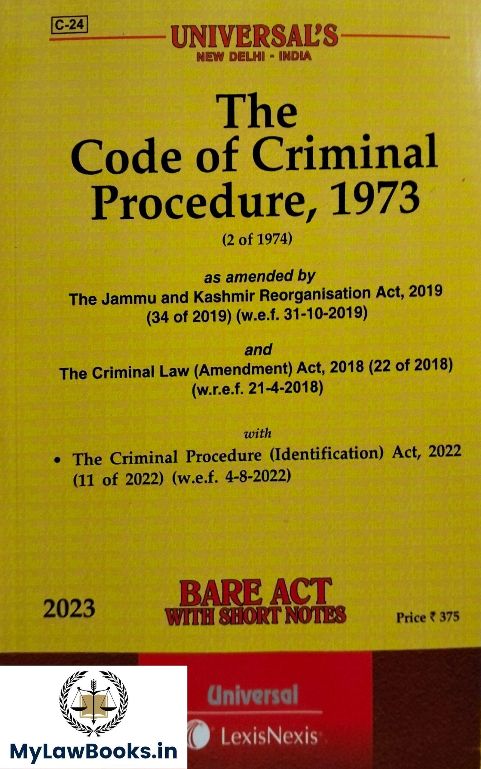 Code Of Criminal Procedure, 1973 Edition 2023 - MyLawBooks.in