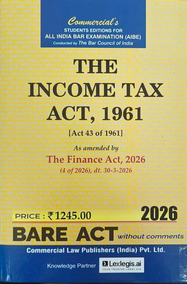 Commercial's Income Tax Act,1961 As amended by Finance Act, 2026 for AIBE (Pocket Size) Edition 2026