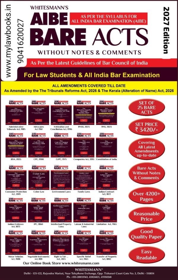 Whitesmann’s Bare Acts for AIBE Exam (25 Bare Acts) Edition 2027