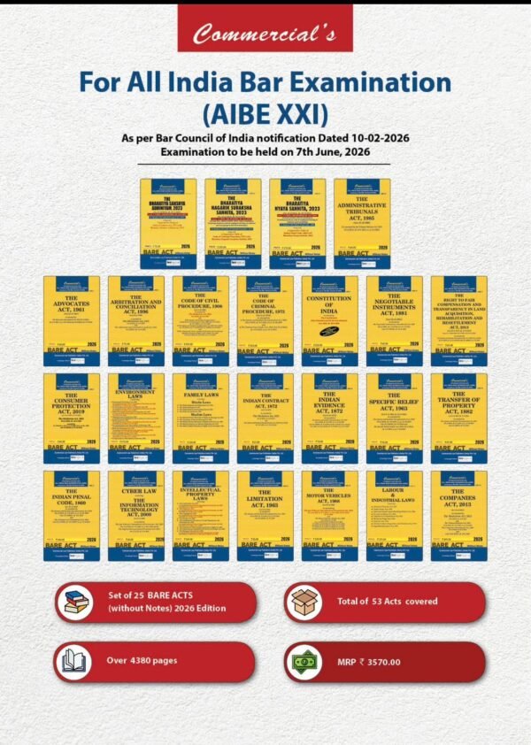 Commercial's Bare Acts Without Notes/Comments for AIBE Exam including  BNS, BNSS, BSA (25 Bare Acts) Edition 2026