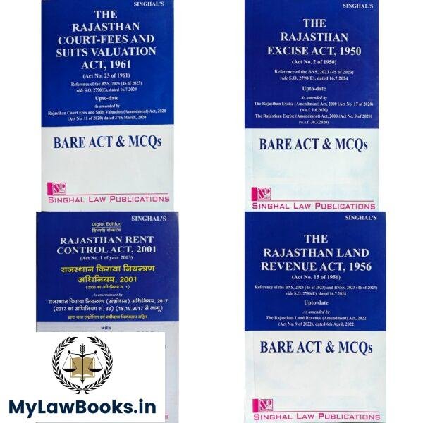Singhal's Combo of 4 bareacts Rajasthan Rent Control Act 2001 | Rajasthan Court Fees & Suits Valuation Act 1961 |  Rajasthan Excise Act 1950 | Rajasthan Land Revenue Act 1956