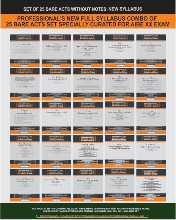 Professional's Bare Acts for AIBE Exam (25 Bare Acts) 2026 Edition