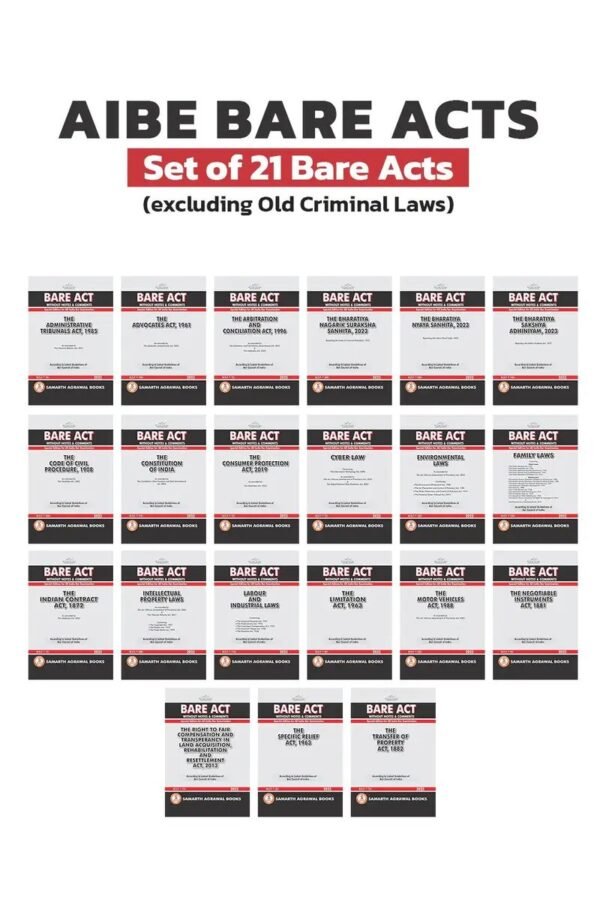 Samarth Agarwal's Bare Acts for AIBE Exam (21 Bare Acts) 2025 Edition by Pariksha Manthan (Excluding CRPC, IPC & Evidence)