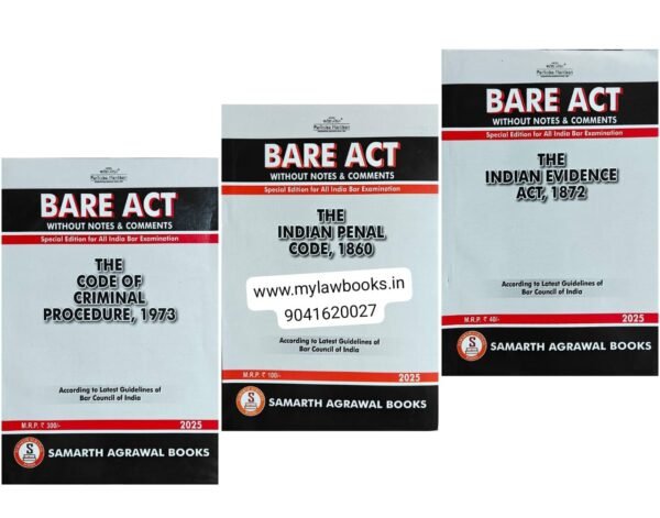 Samarth Agrawal's Set of Indian Penal Code, Code of Criminal Procedure & Indian Evidence Act (IPC, CrPC & Evidence) Special Edition for All India Bar ... (AIBE) (Bare Act Without Notes & Comments)