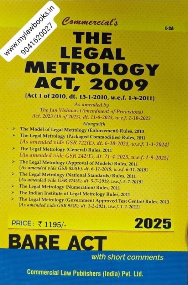 Commercial's Legal Metrology Act, 2009 along with Allied Rules Edition 2025