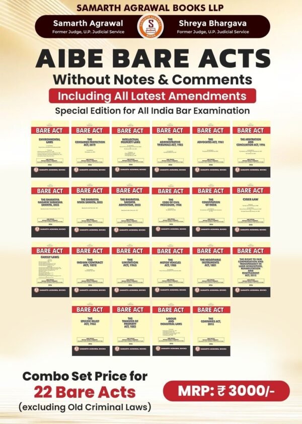 Samarth Agarwal's Bare Acts for AIBE Exam (22 Bare Acts) 2026 Edition by Pariksha Manthan (Excluding Old Criminal Laws)