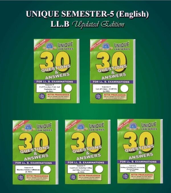 Nitin Prakashan Unique Law Series 30 Questions & Answer Semester-5 for LLB Exams