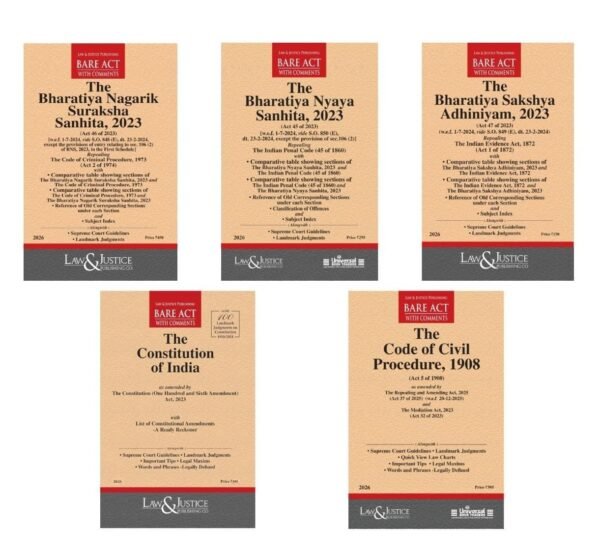 LJP's Combo of 5 Bare Acts BNS, BNSS, BSA, CPC & Constitution of India Edition 2026