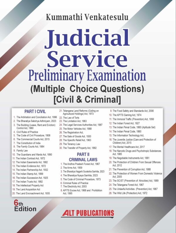 ALT Publication's Judicial Service Preliminary Examination MCQ (Civil & Criminal) by Kummathi Venkatesulu